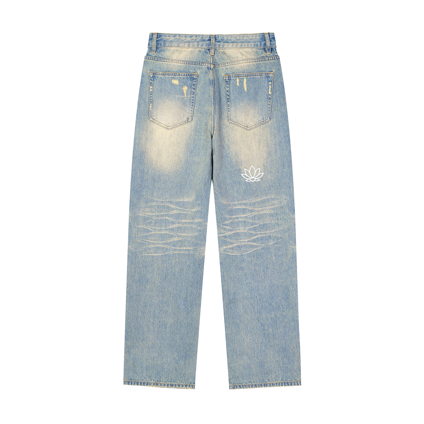 Sun Fade Raw Hem Denim Jeans