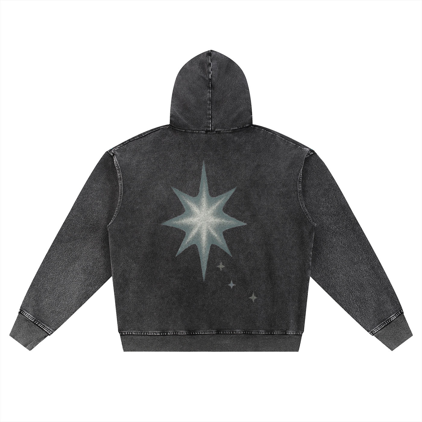 Snow Wash Oversized Zip-Up Hoodie