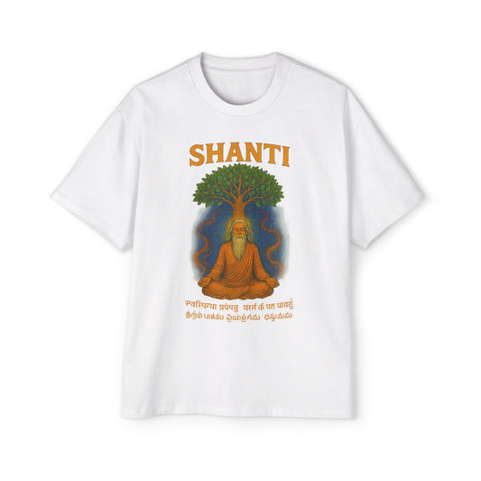 Spiritual Oversized Tee with 'Shanti' Design, Yoga Apparel, Meditation Shirt, Mindfulness Fashion, Gift for Wellness Lovers