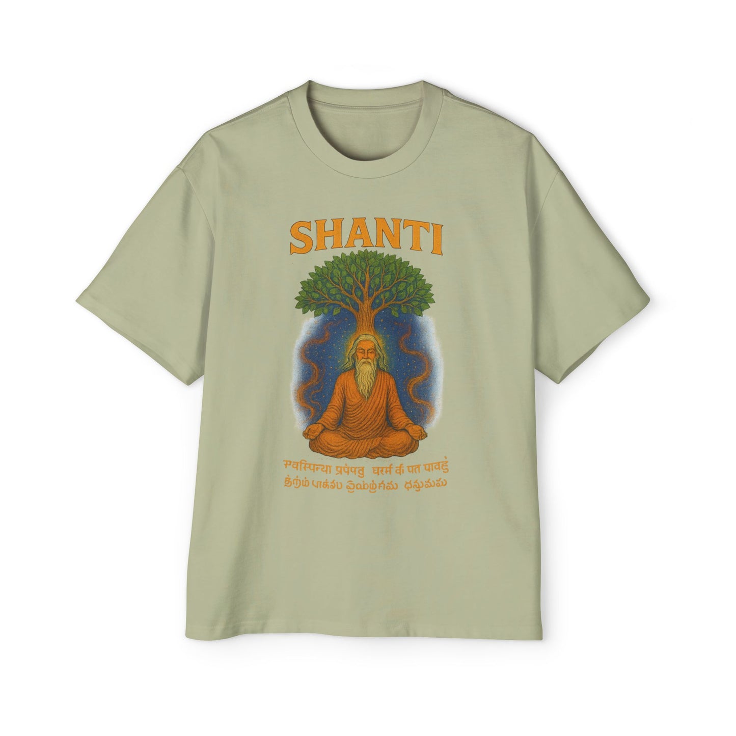 Spiritual Oversized Tee with 'Shanti' Design, Yoga Apparel, Meditation Shirt, Mindfulness Fashion, Gift for Wellness Lovers