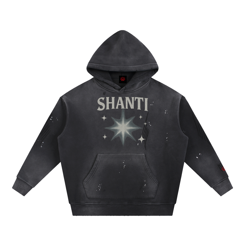 Vintage Washed Frayed Fleece Hoodie