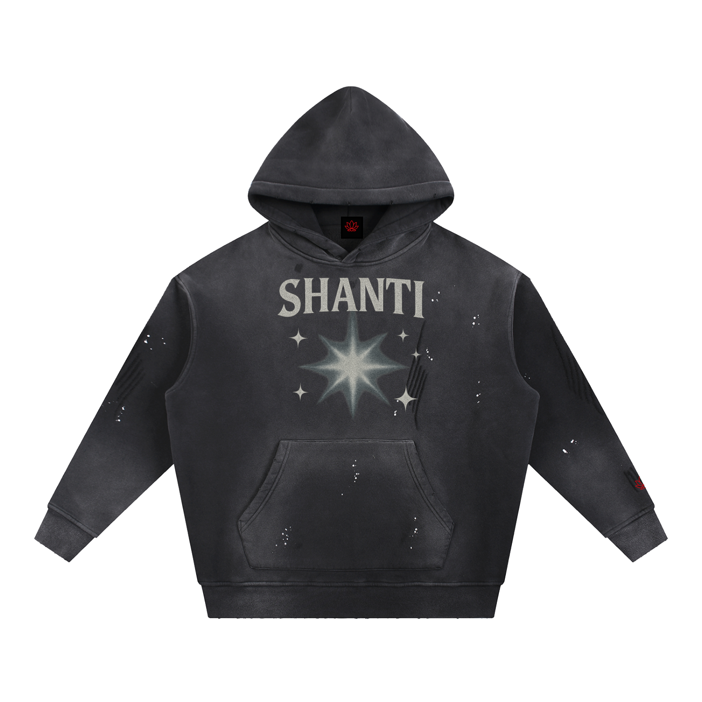Vintage Washed Frayed Fleece Hoodie