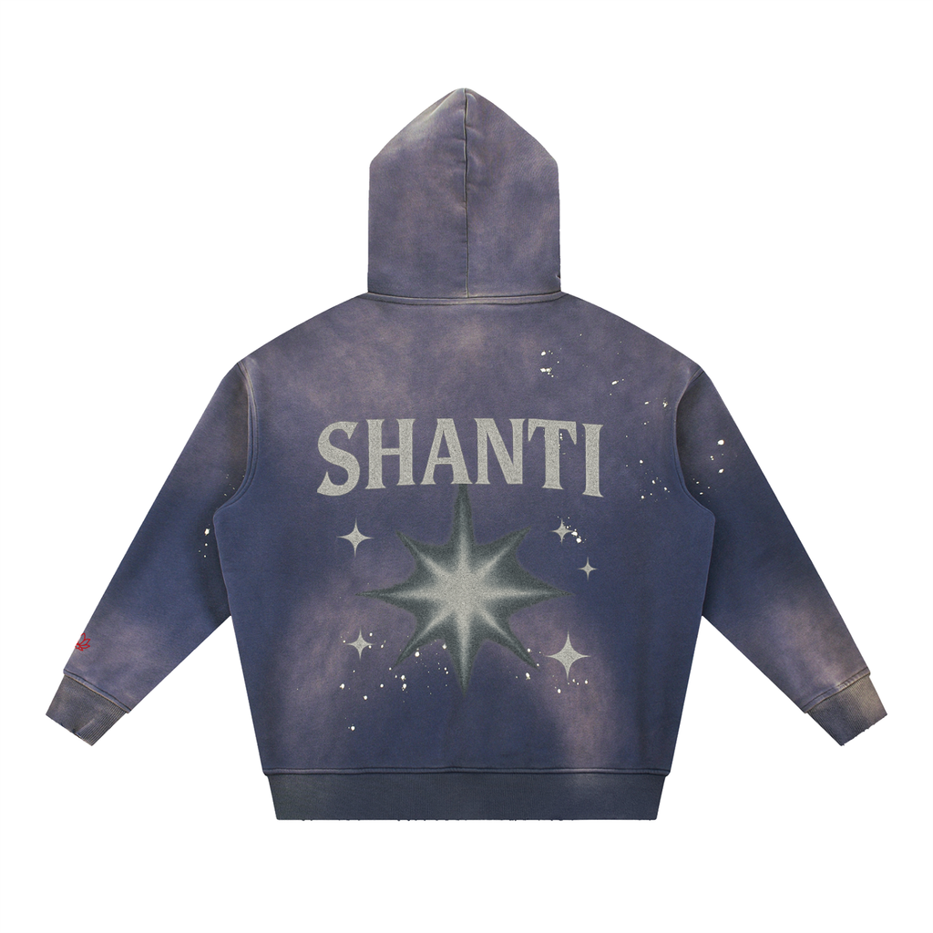 Vintage Washed Frayed Fleece Hoodie