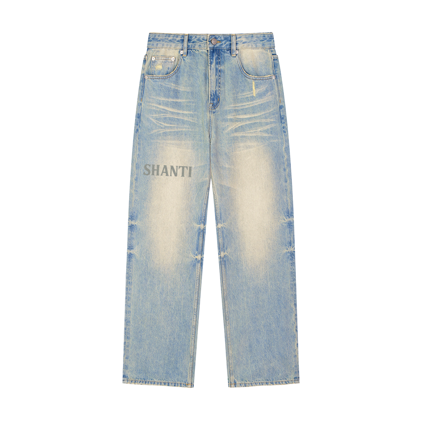 Sun Fade Raw Hem Denim Jeans