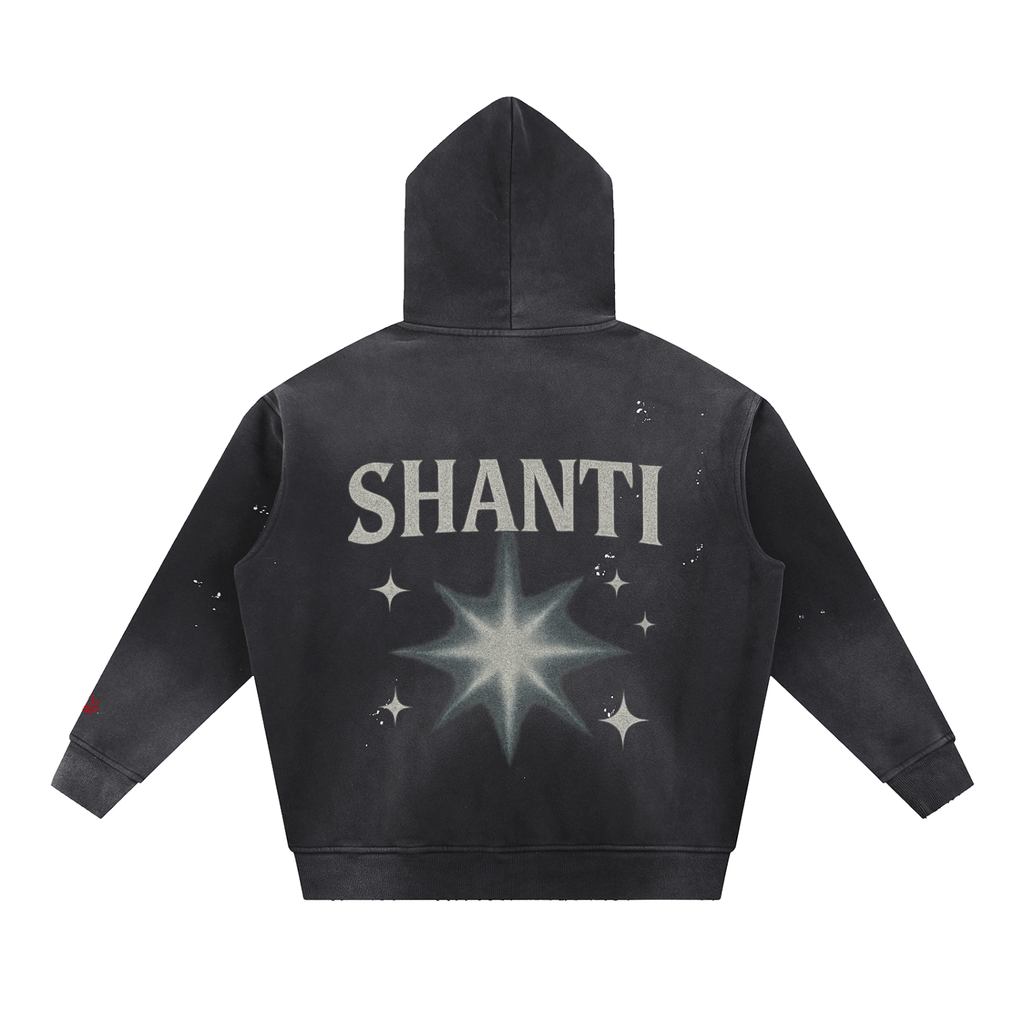 Vintage Washed Frayed Fleece Hoodie