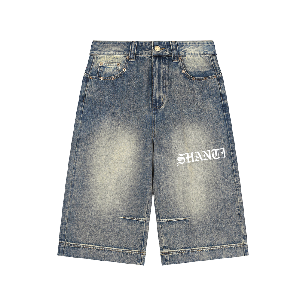 Vintage Wash Baggy Denim Shorts