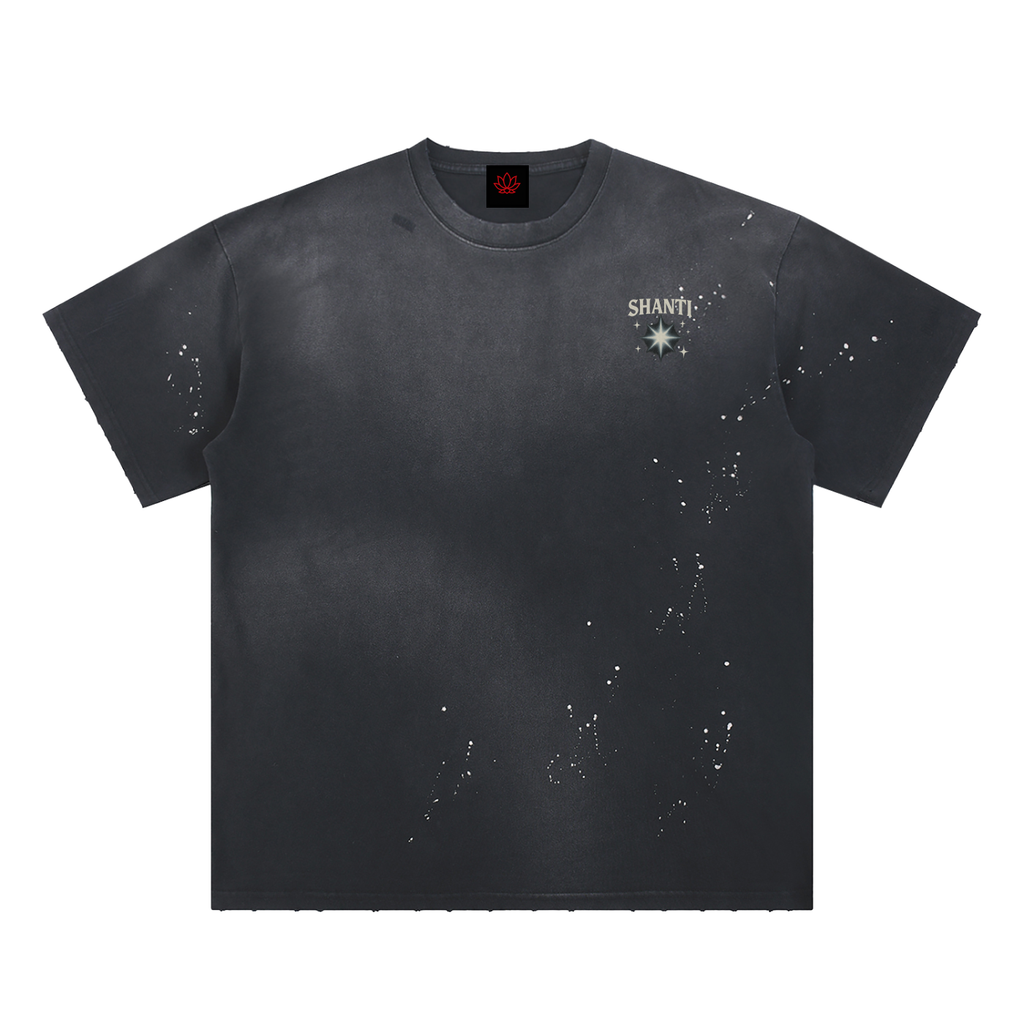 Hand-Frayed Sunfade Paint Splatter T-Shirt