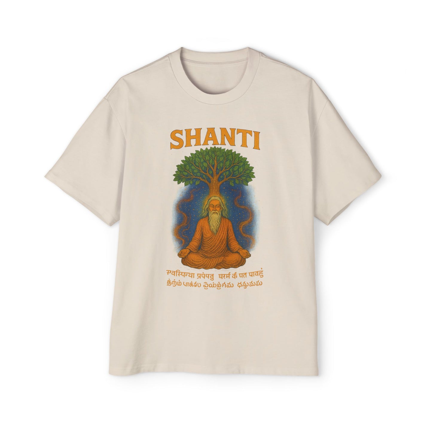 Spiritual Oversized Tee with 'Shanti' Design, Yoga Apparel, Meditation Shirt, Mindfulness Fashion, Gift for Wellness Lovers