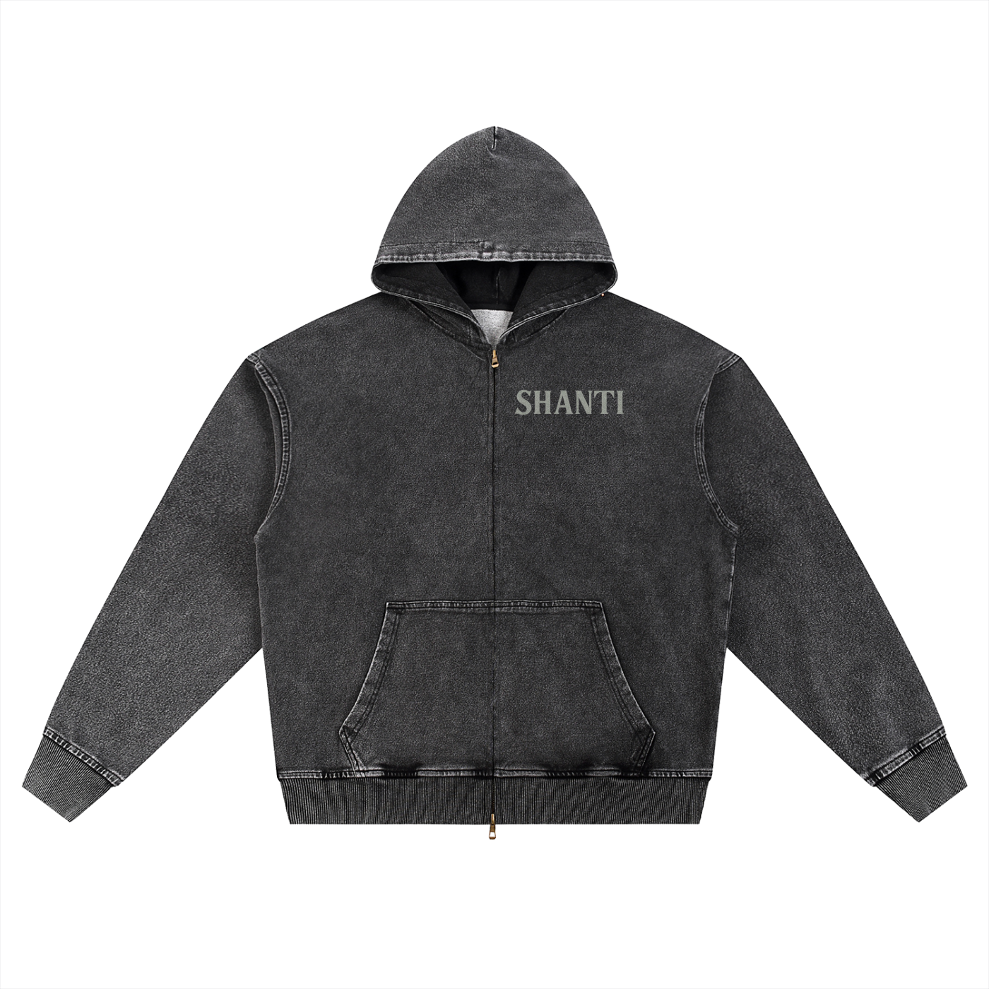Snow Wash Oversized Zip-Up Hoodie