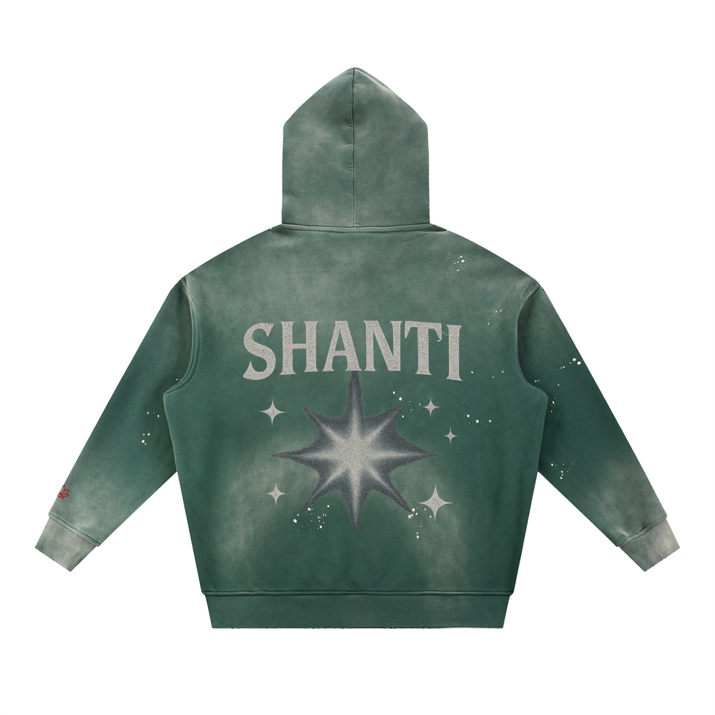 Vintage Washed Frayed Fleece Hoodie