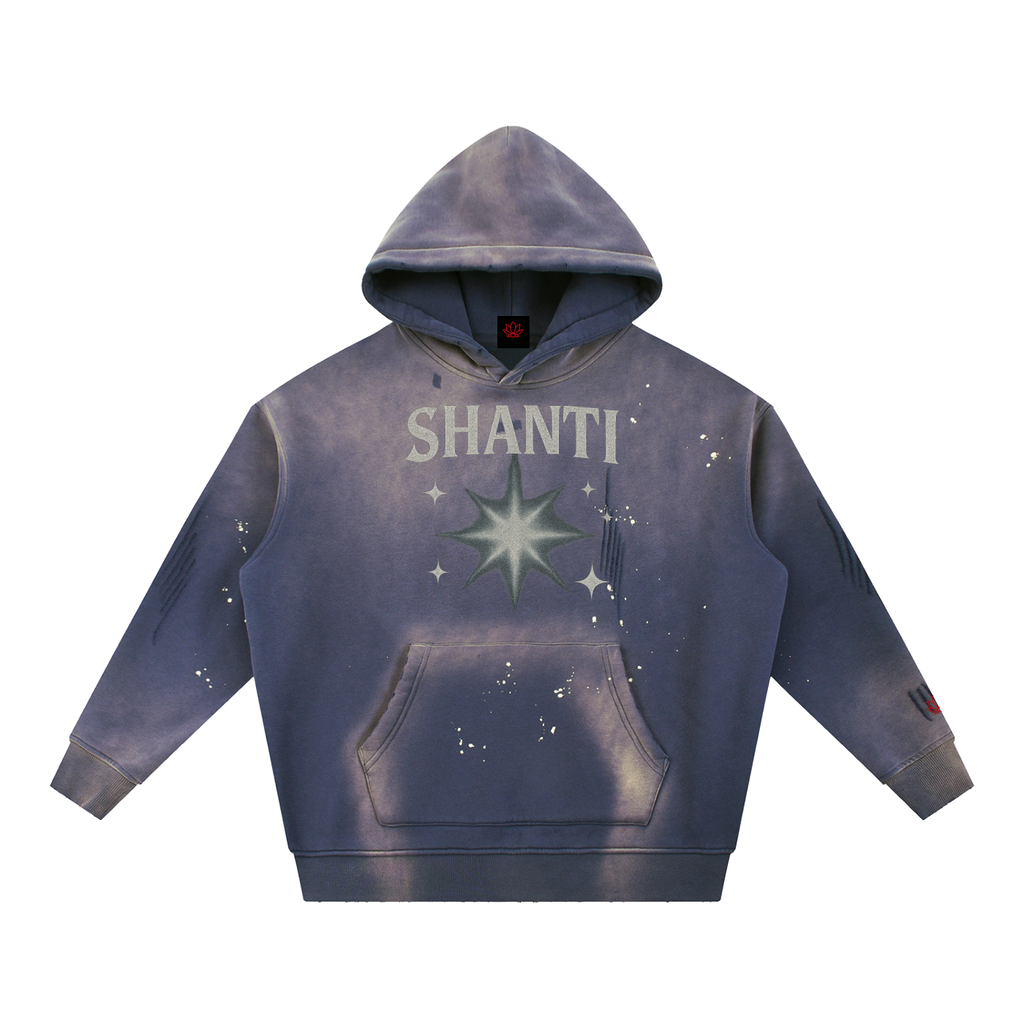Vintage Washed Frayed Fleece Hoodie